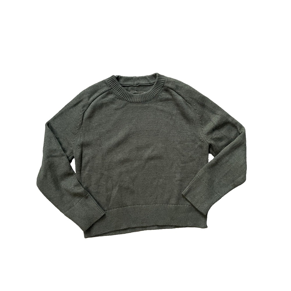 Abercrombie Fitch Womens Small Olive Green Boxy Crew Neck Knit Sweater